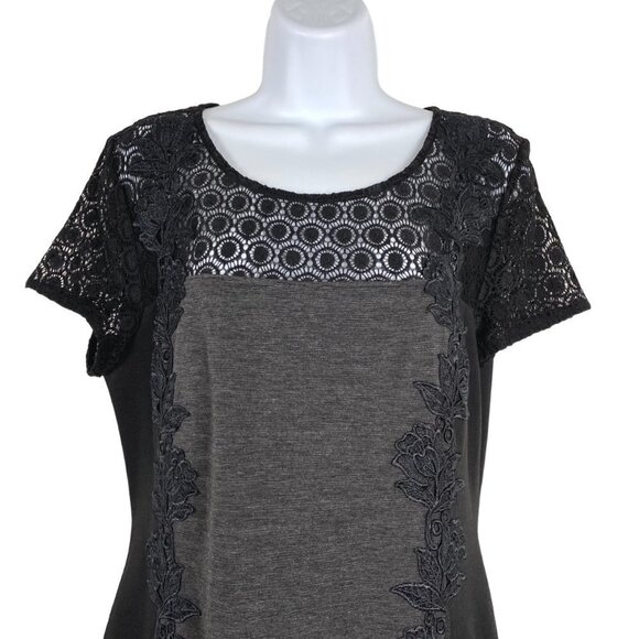41 Hawthorn Dress Lace Gray Black Short Sleeve Back Zip NWT Women's Large - Picture 3 of 10